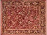 handmade Traditional Anmol Agra Red Blue Hand Knotted RECTANGLE 100% WOOL area rug 8x10